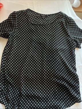 Premise Black Short-Sleeve Blouse with White Cross Print